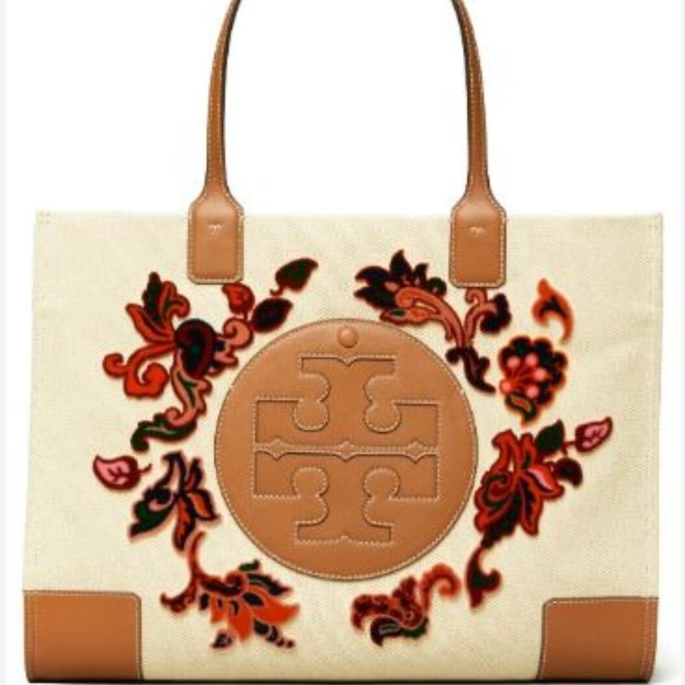 NWT Tori Burch Ella Fil Coupe Tote (Ivory Mountain Paisley)